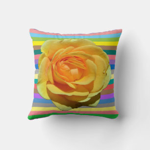 Beautiful rainbow rose throw pillow
