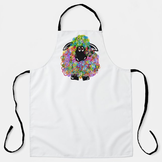 Beautiful Rainbow Sheep Of The Family Apron (Front)