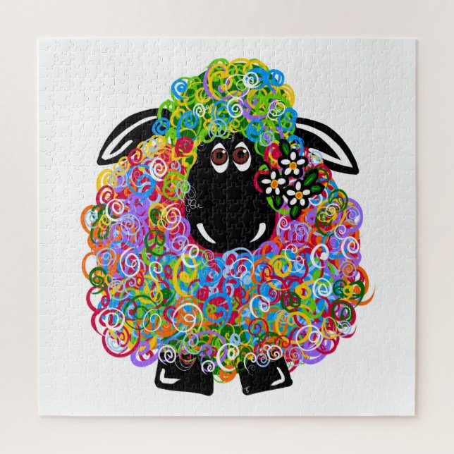 Beautiful Rainbow Sheep Of The Family Jigsaw Puzzle (Vertical)