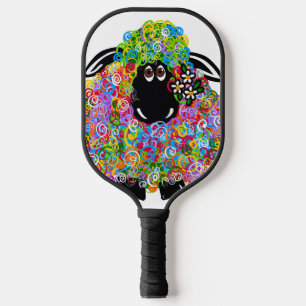 Beautiful Rainbow Sheep Of The Family Pickleball Paddle