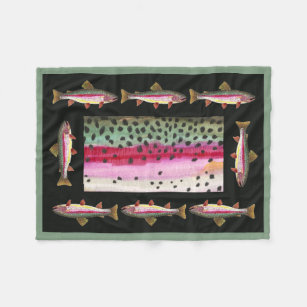 Beautiful Rainbow Trout Fly Fishing Fleece Blanket