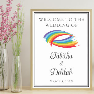 Beautiful Rainbow Waves Custom Wedding Welcome Poster