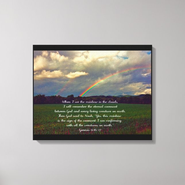Beautiful Rainbow with Bible Verse Canvas Print (Front)