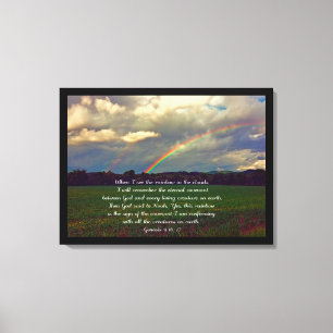 Beautiful Rainbow with Bible Verse Canvas Print