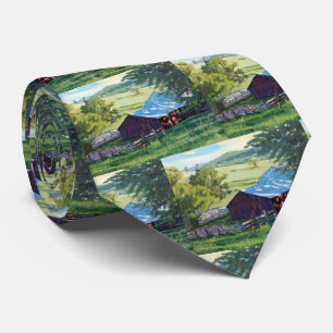 Beautiful Ranch Scene With Colourful Barn Tie