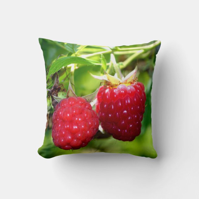 Beautiful raspberries red wild berries  throw pillow (Front)