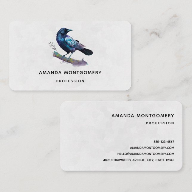 Beautiful Raven on a Tree Branch Business Card (Front/Back)