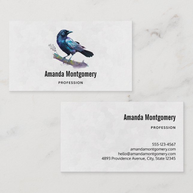 Beautiful Raven on a Tree Branch Business Card (Front/Back)