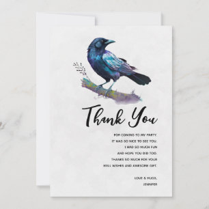 Beautiful Raven on a Tree Branch Thank You Card
