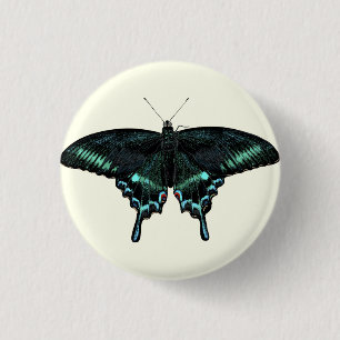 Beautiful realistic butterfly 1 inch round button