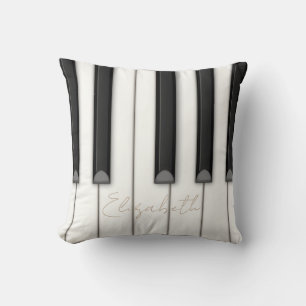 Beautiful Realistic Piano Keys Personalized Music Throw Pillow