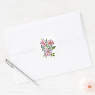 Beautiful realistic watercolor roses. classic round sticker