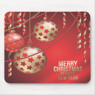 Beautiful Red and Golden Christmas Balls Mousepad