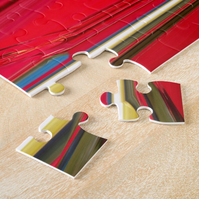 Beautiful Red and Green Texture Color Abstract Art Jigsaw Puzzle (Side)