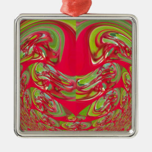 Beautiful Red and Green Texture Colour Abstract Ar Metal Ornament