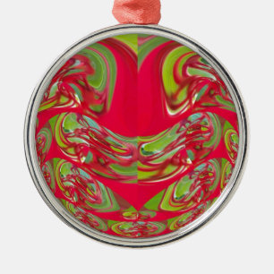 Beautiful Red and Green Texture Colour Abstract Ar Metal Ornament