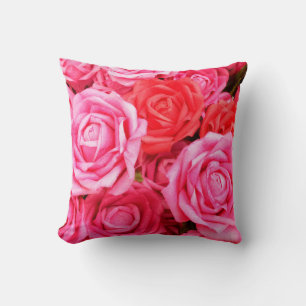 Beautiful red and pink roses throw pillow