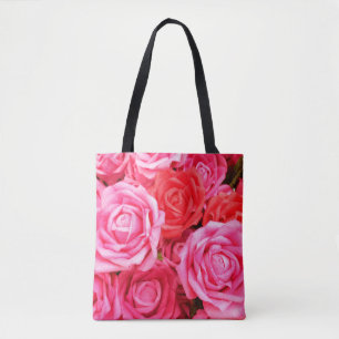 Beautiful red and pink roses tote bag