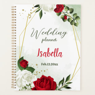 Beautiful red and white flowers greenery planner