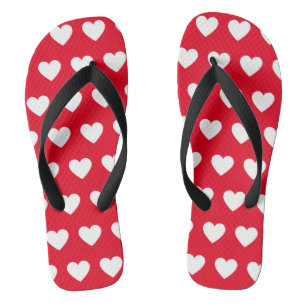 Beautiful red and white hearts printed flip flops
