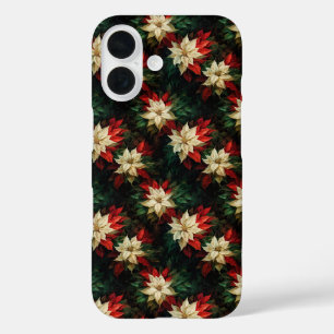 Beautiful Red and White Poinsettias iPhone 16 Case