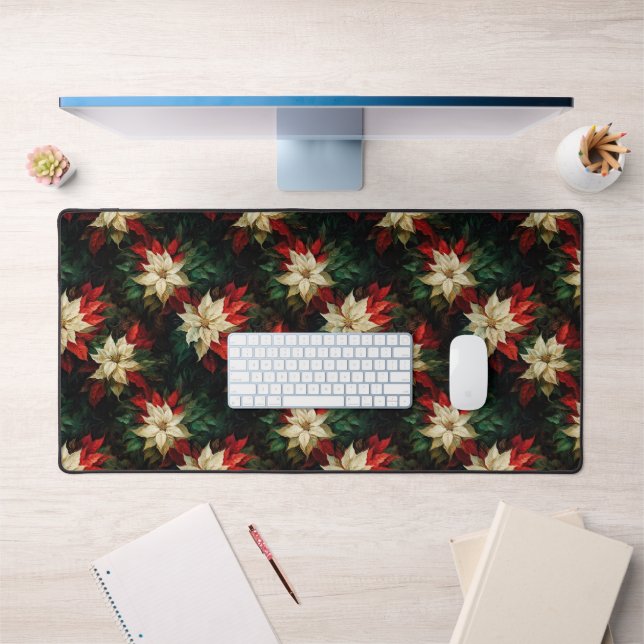 Beautiful Red and White Poinsettias Desk Mat (Office 1)