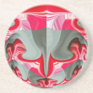 beautiful Red ash grey geometric motif ART design Coaster