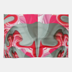 Beautiful Red ash grey geometric motif ART design Kitchen Towel