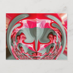 beautiful Red ash grey geometric motif ART design Postcard