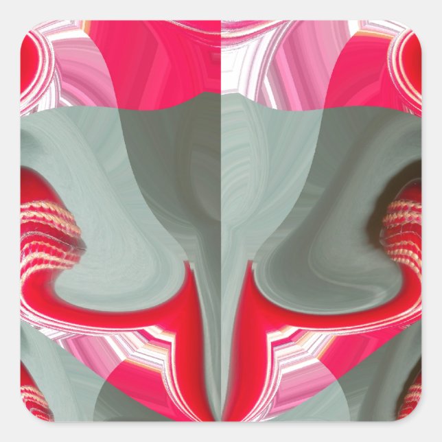 beautiful Red ash grey geometric motif ART design Square Sticker (Front)