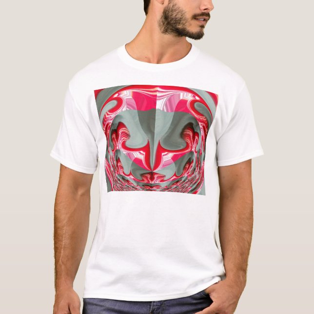 beautiful Red ash grey geometric motif ART design T-Shirt (Front)