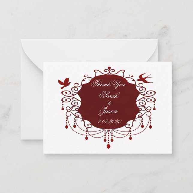 Beautiful Red Birds Thank You Card (Front)
