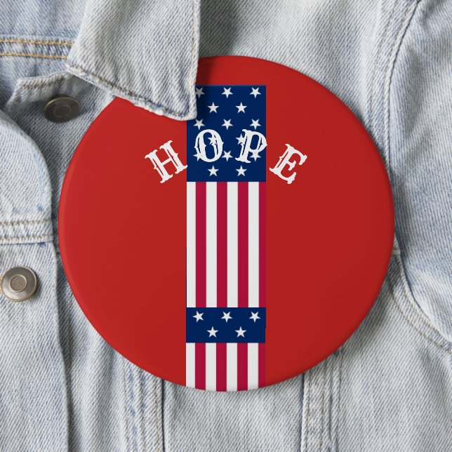 Beautiful Red Blue White Star Hope USA    Cake Sta 6 Inch Round Button (In Situ)