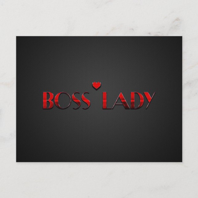 Beautiful Red Boss Lady Text with Carbon Postcard (Front)