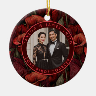 Beautiful Red Calla Lilies Flower Minimalist Weddi Ceramic Ornament