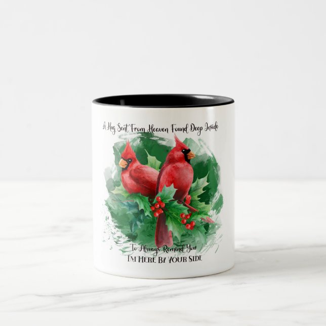Beautiful Red Cardinal/Bereavement Two-Tone Coffee Two-Tone Coffee Mug (Center)