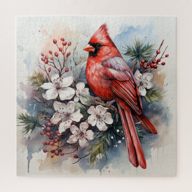 Beautiful Red Cardinal Bird Jigsaw Puzzle (Vertical)