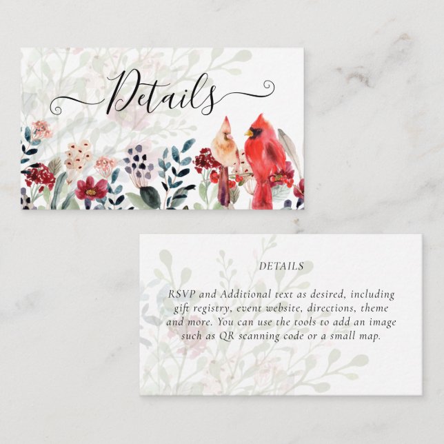 Beautiful RED CARDINAL Birds Wedding Business Card (Front/Back)