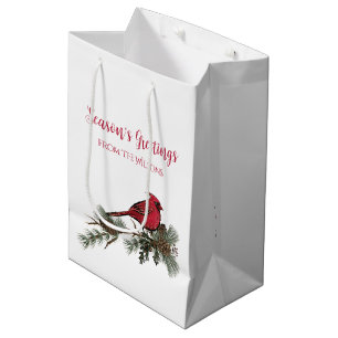 Beautiful Red Cardinal On A Branch Christmas  Medium Gift Bag