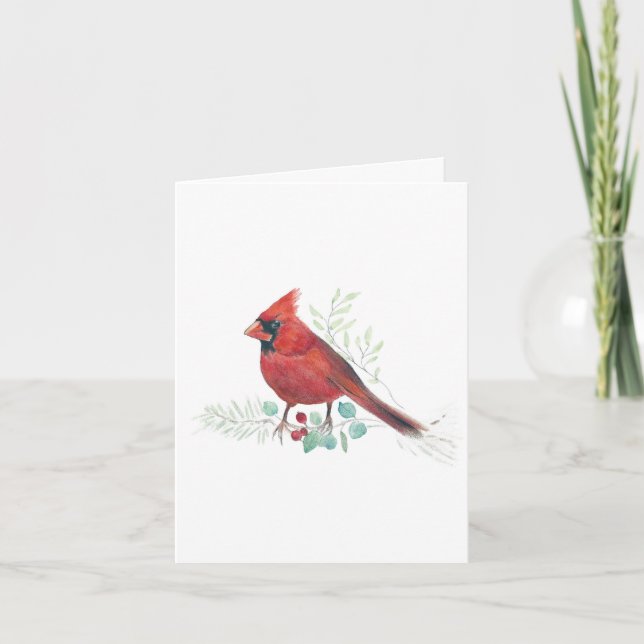 Beautiful Red Cardinal Painting Card (Front)