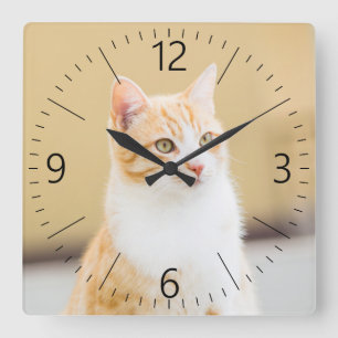 Beautiful red cat square wall clock