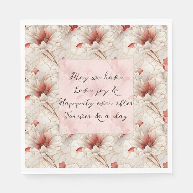Beautiful Red Floral Romantic Wedding Napkin (Front)