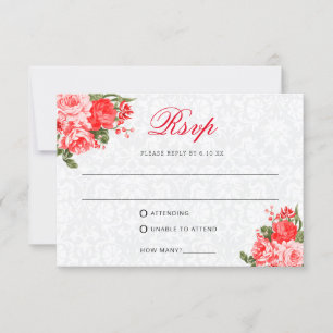 Beautiful Red Floral - RSVP / Meal Choice