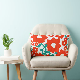 beautiful red flower pattern for christmas lumbar pillow