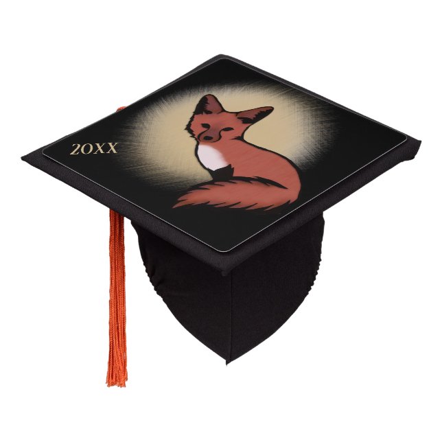 Beautiful Red Fox Graduation Cap Topper (Angled)