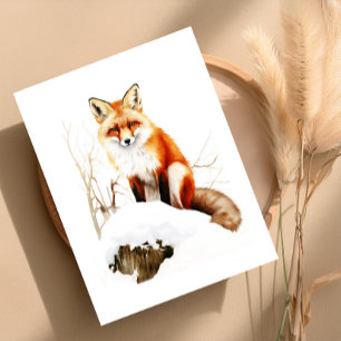 Beautiful Red Fox in Snow – Winter Wildlife Greeti Holiday Postcard