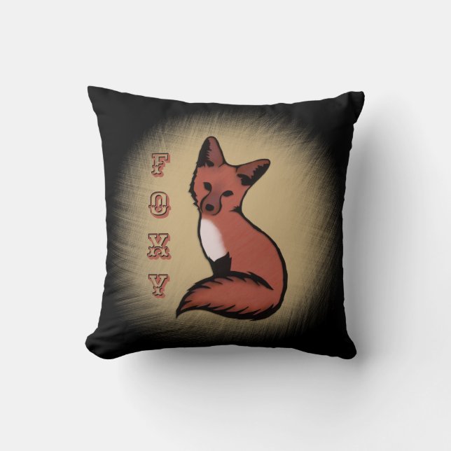Beautiful Red Foxy Fox Black Throw Pillow (Front)