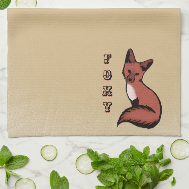 Beautiful Red Foxy Fox Kitchen Towel (Folded)