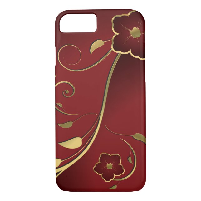Beautiful Red & Gold Floral Fine Art Case-Mate iPhone Case (Back)