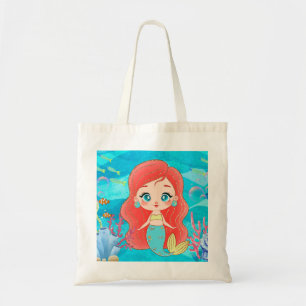 Beautiful RED HAIR mermaid playing in the sea Tote Bag